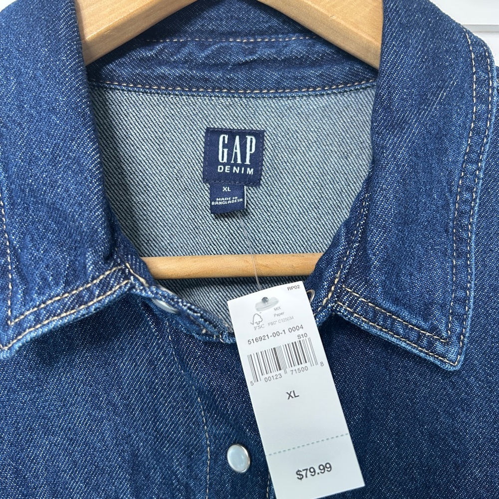 GAP Blue Denim Shirt Dress - Picture 3 of 4